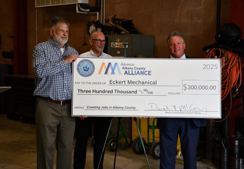 Albany County Executive Presents $300,000 Check to Eckert Mechanical for Expansion and Job Growth